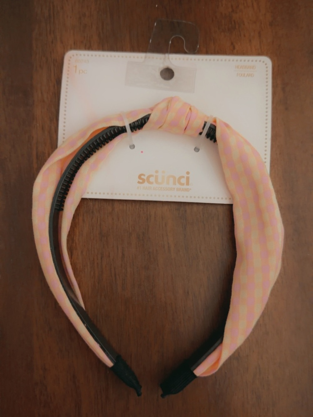 scünci Pink Pastel Checker Knot Headband
